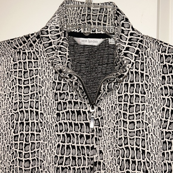 Erin London Retro Black and White Python Print 3/4 Sleeve Jacket Women’s P/L - Picture 3 of 9